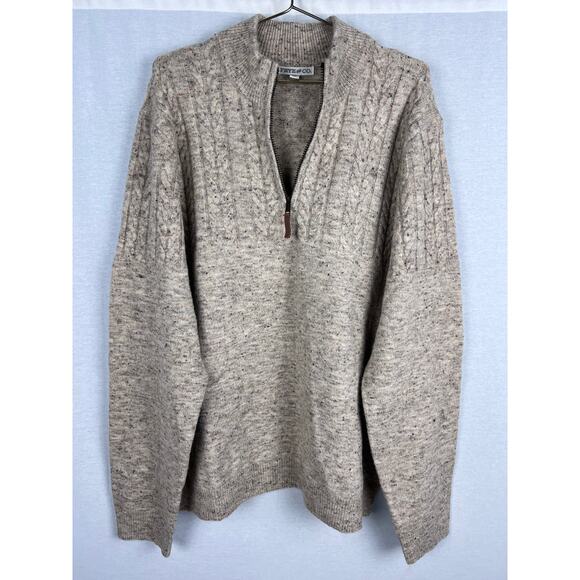 Frye and Co Sweater Mens Quarter Zip Pullover Cable Knit Grandpa Chunky Autumn - Picture 1 of 7